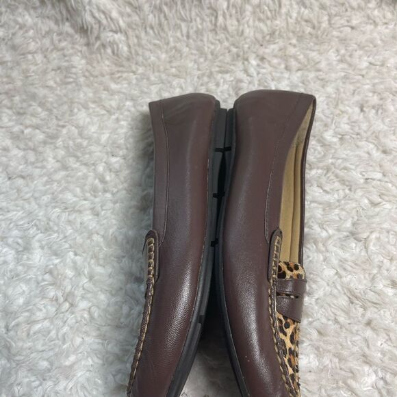 Vionic Piper Loafers Leather Brown & calf leather Leopard  print SZ9 - Picture 6 of 9
